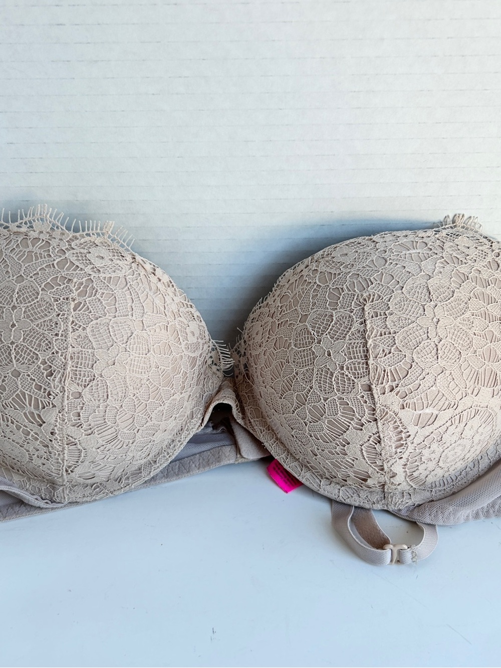 La Senza Hello Sugar Push Up Bra Beige Lace Mesh 34B